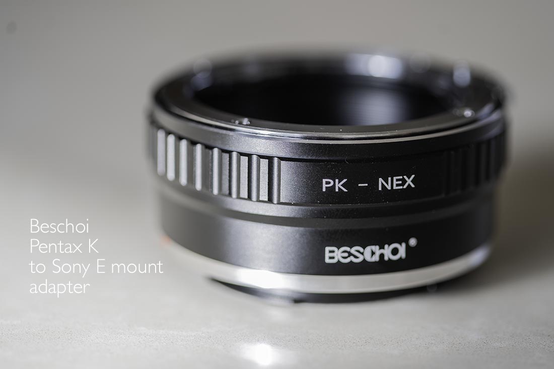 Beschoi Pentax K to Sony E mount adapter